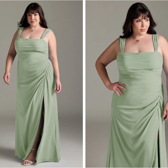 Azazie Jesaphine Dusty Sage Ruched Chiffon Gown - Picture 6 of 8